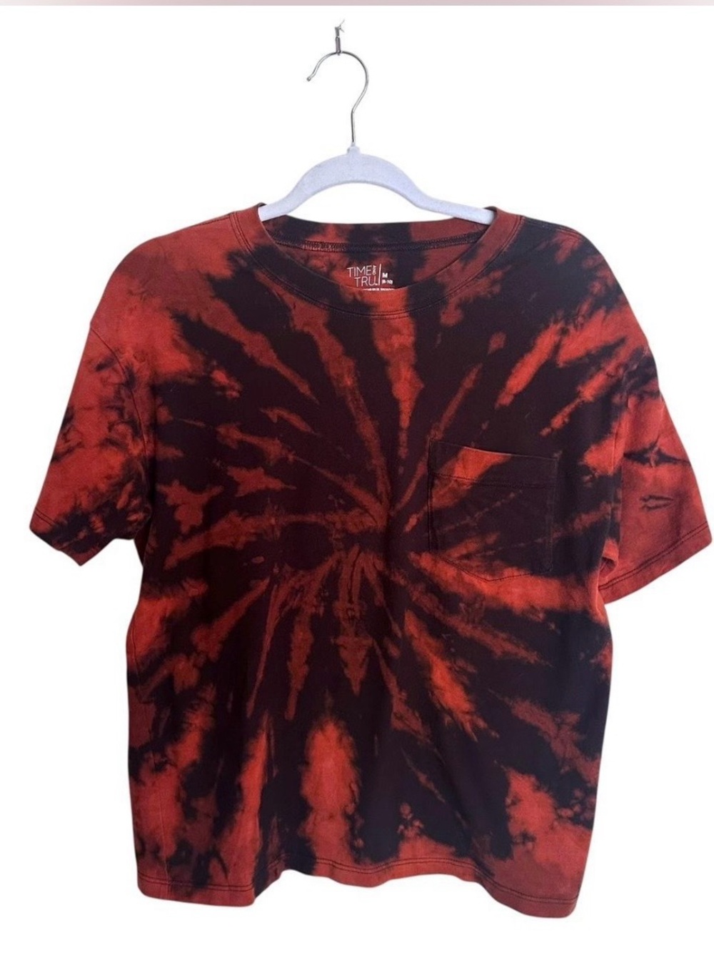 Black and Orange Bleach Tie-Dye Tee Medium